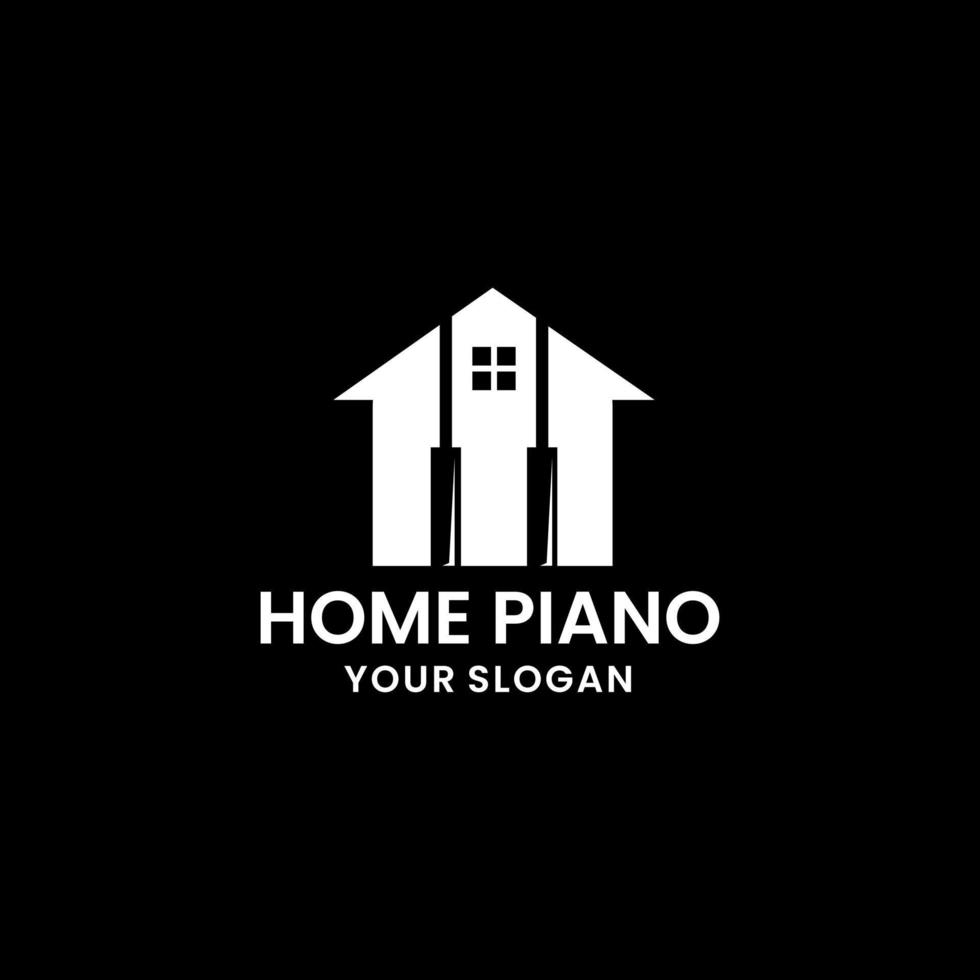 musik studio eller hus piano logotyp design mall vektor