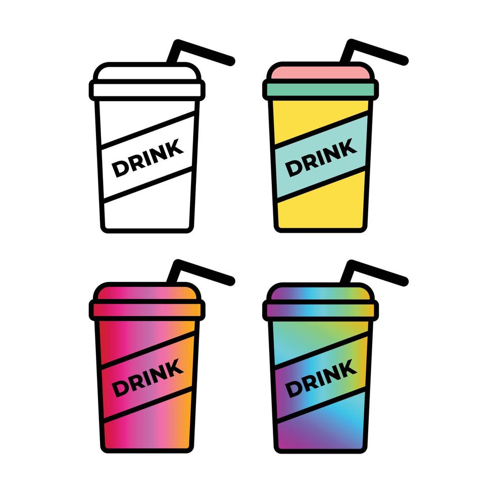 Getränk oder Getränk auf einer Tasse mit einem Strohhalm-Symbol für Gestaltungselement vektor