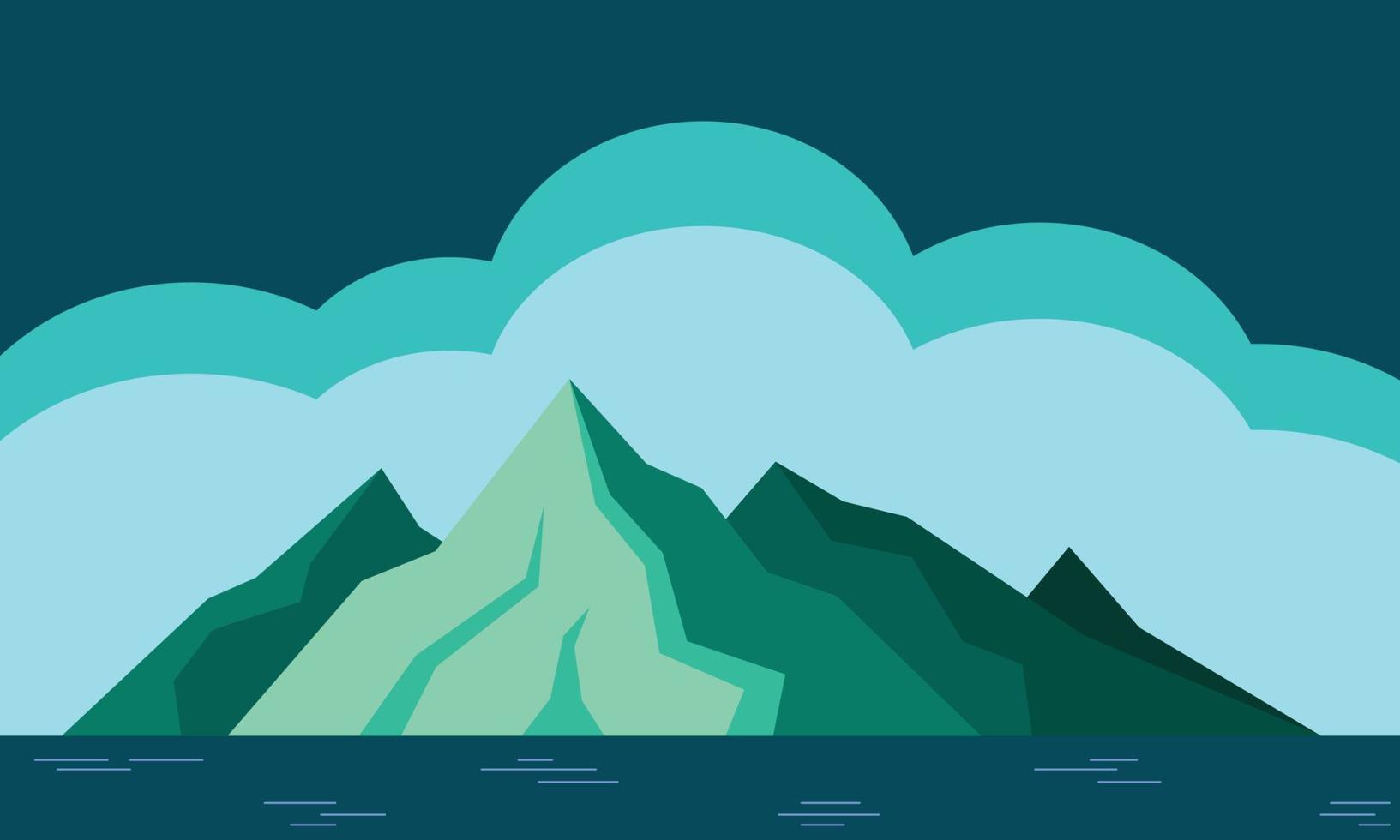 berg och hav bakgrund mall designkoncept vektor