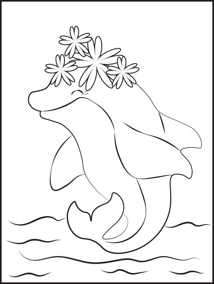 Delphin-Malseite, einfache Delphin-Malseite für Kinder vektor