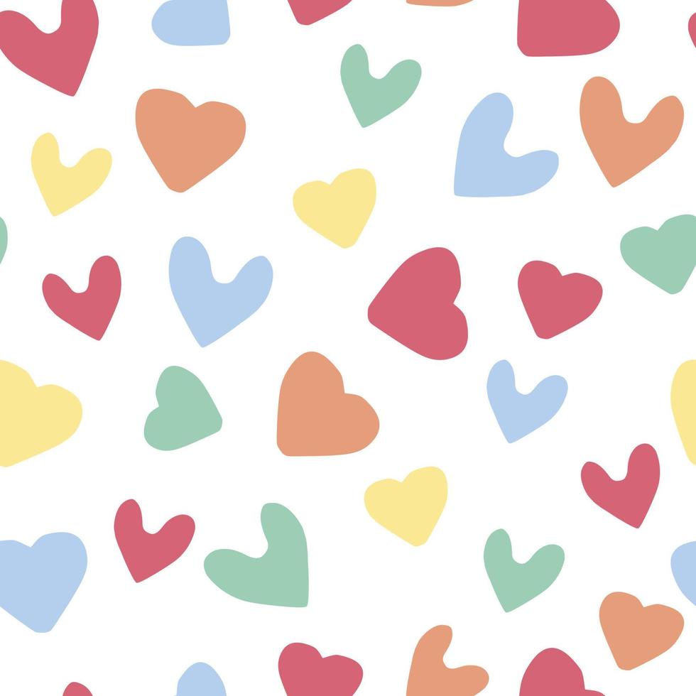 sömlös flerfärgad hjärta form stämpel mönster bakgrund, gratulationskort eller tyg vektor