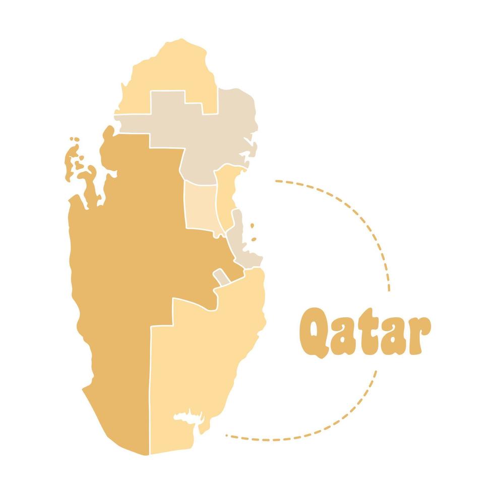 Qatar regioner karta Mellanöstern vektor