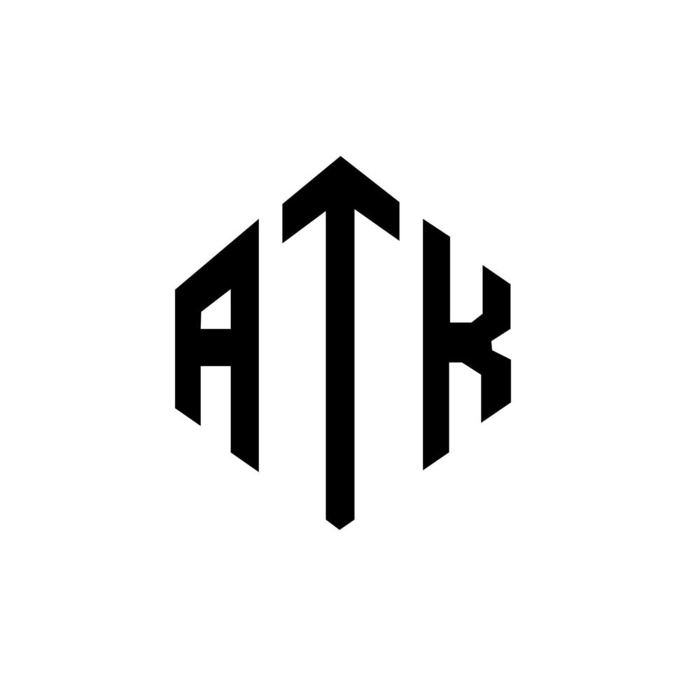 atk brev logotyp design med polygon form. atk polygon och kubform logotypdesign. atk hexagon vektor logotyp mall vita och svarta färger. atk monogram, affärs- och fastighetslogotyp.