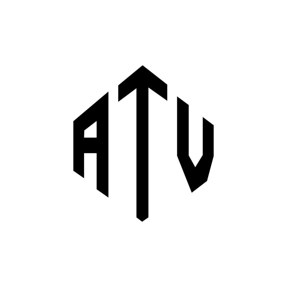 atv brev logotyp design med polygon form. atv polygon och kub form logotyp design. atv hexagon vektor logotyp mall vita och svarta färger. atv-monogram, affärs- och fastighetslogotyp.