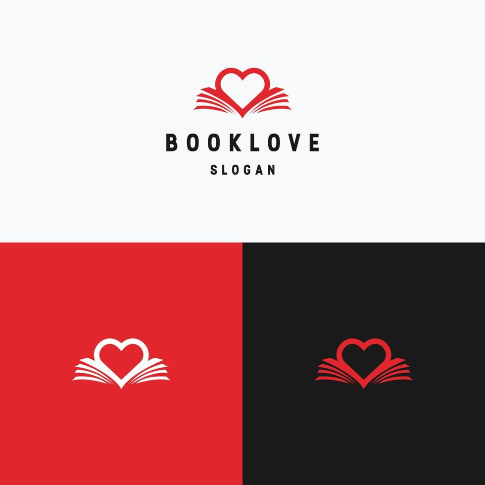 bok kärlek logotyp ikon formgivningsmall vektor