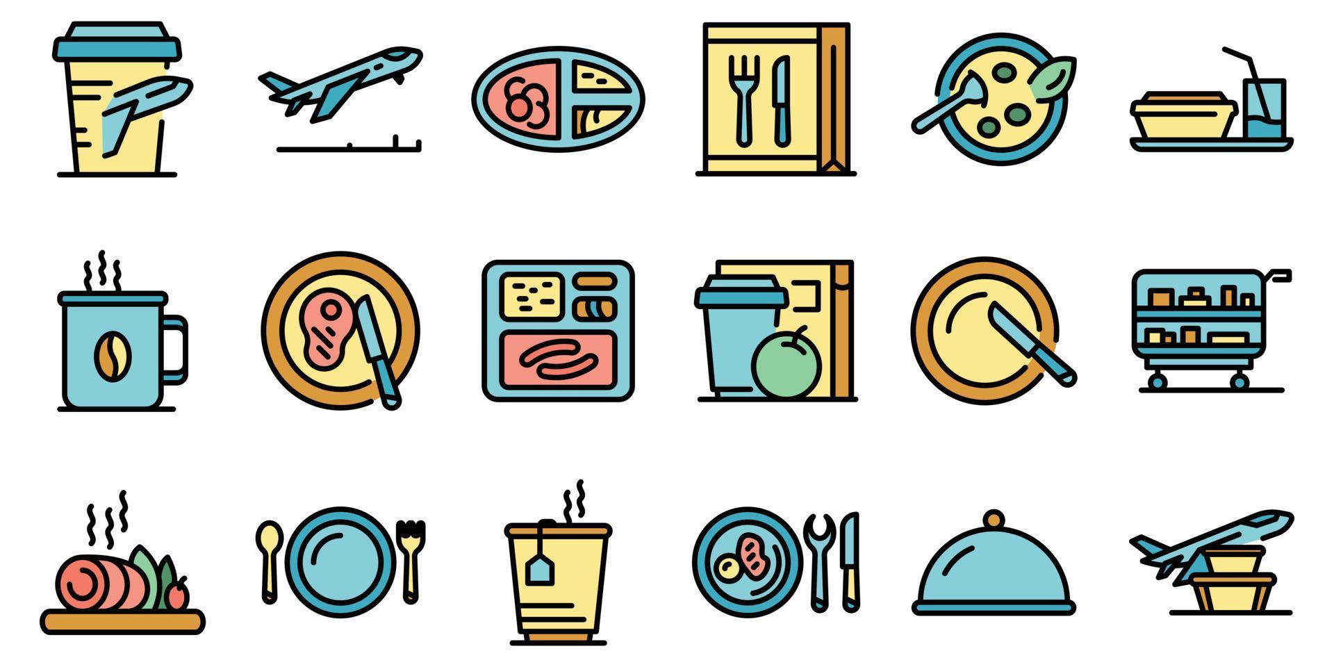 Airline-Food-Icons setzen Vektor flach