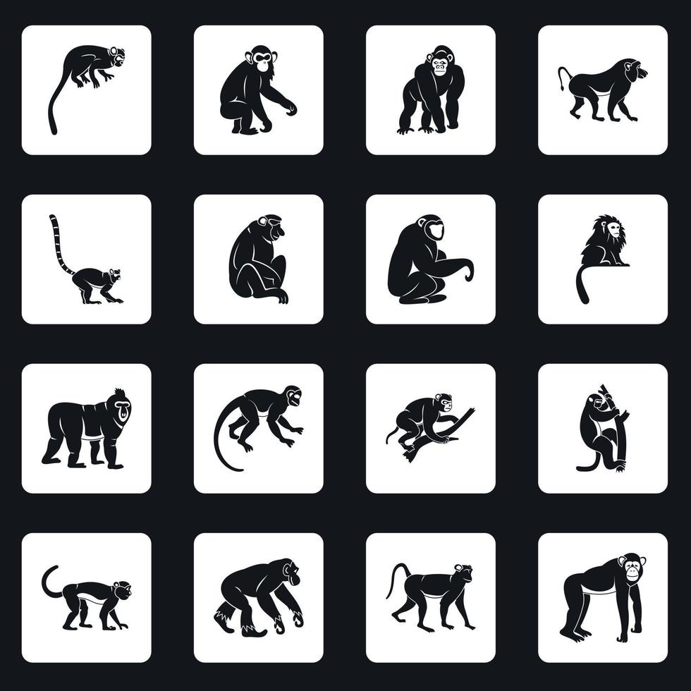 Affentypen Symbole setzen Quadrate Vektor