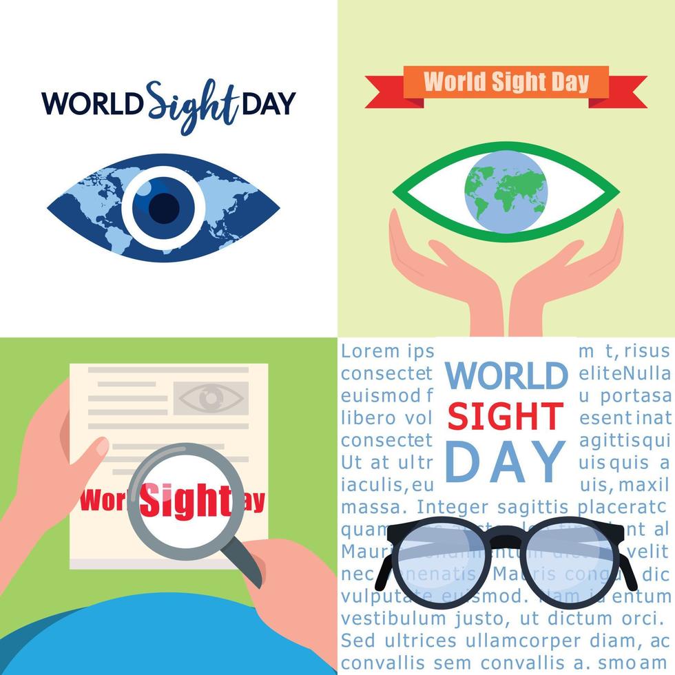 World sight day banner set, platt stil vektor