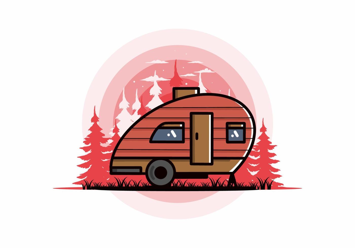 teardrop camper vintage illustration design vektor