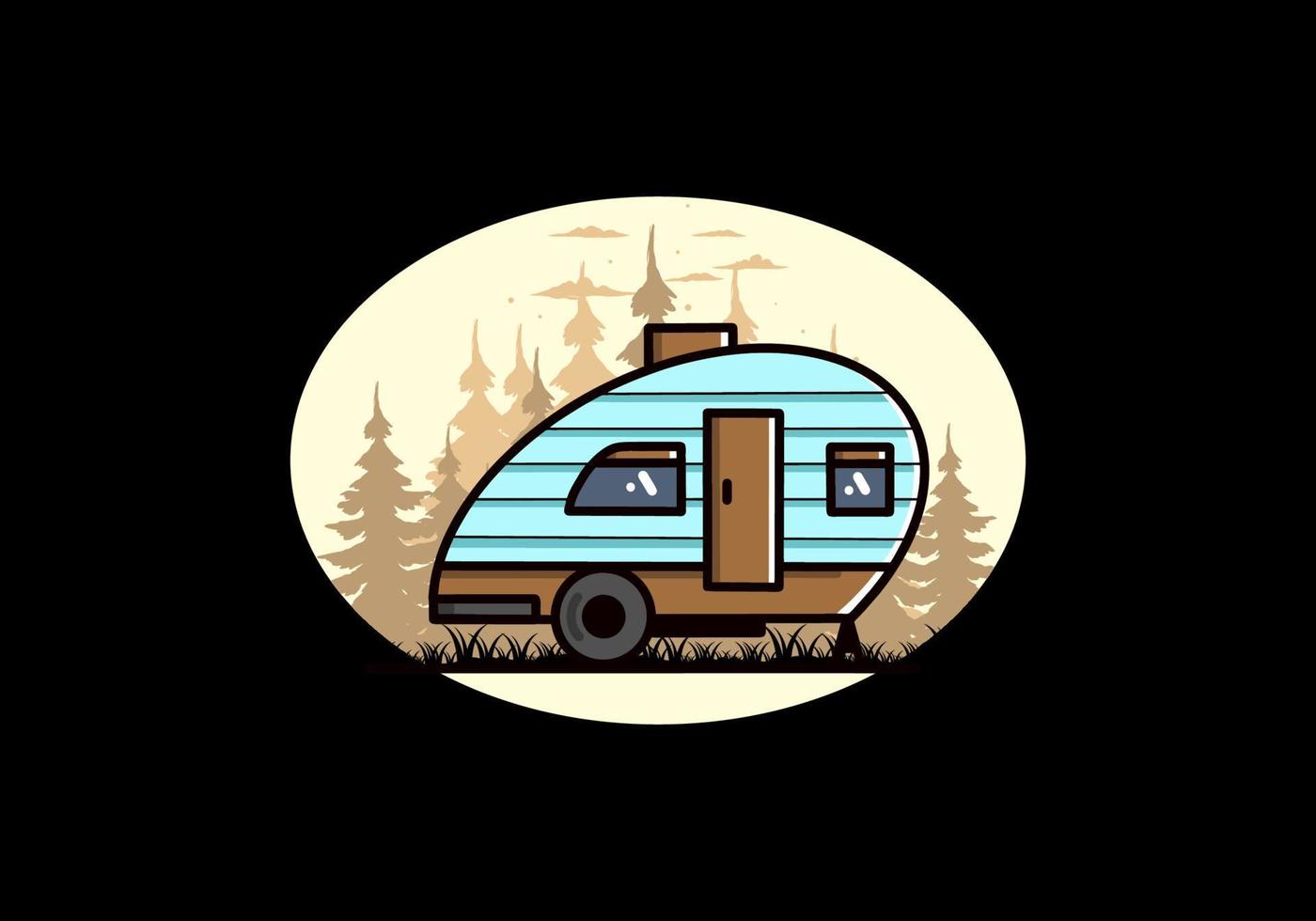 teardrop camper vintage illustration design vektor