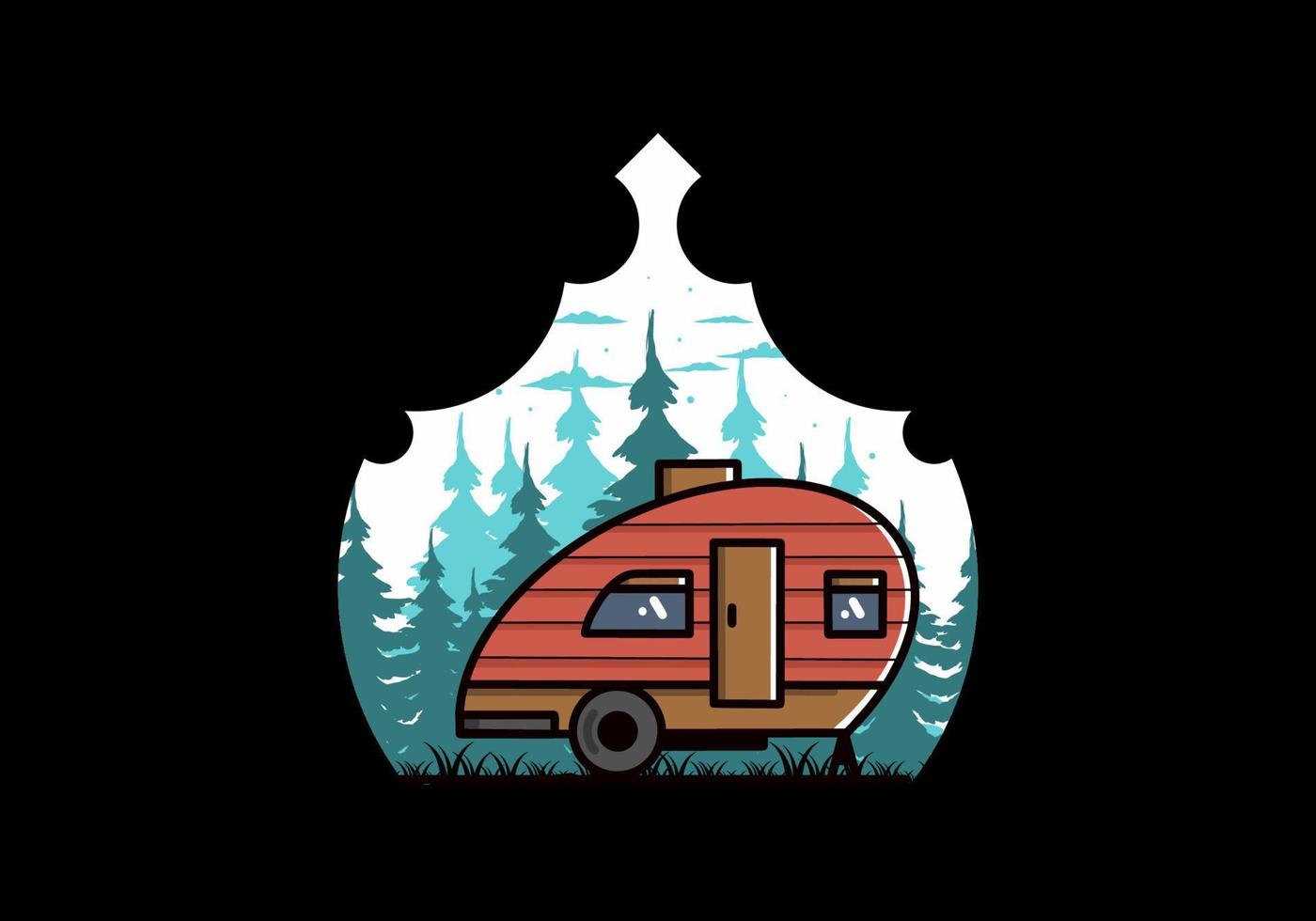 teardrop camper vintage illustration design vektor