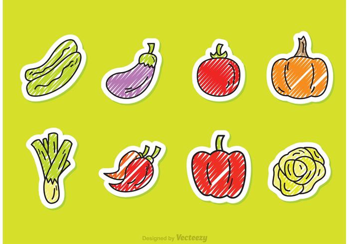 Gekritzel Gemüse Vektor Stil Icons