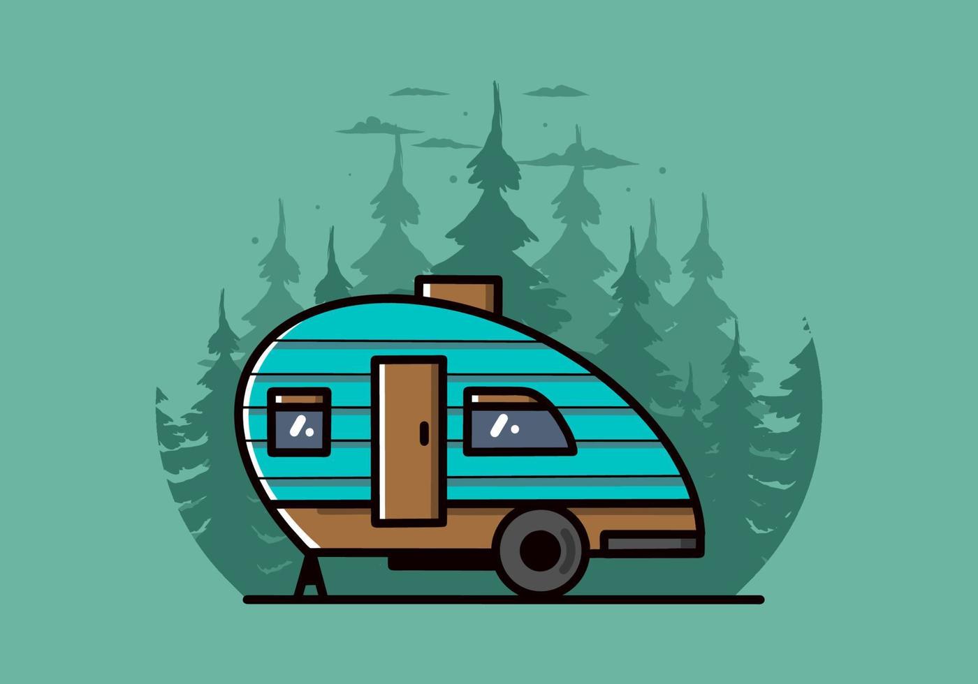 teardrop camper vintage illustration design vektor