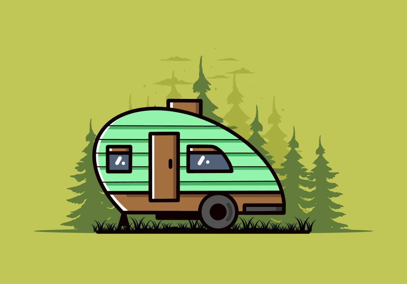 teardrop camper vintage illustration design vektor