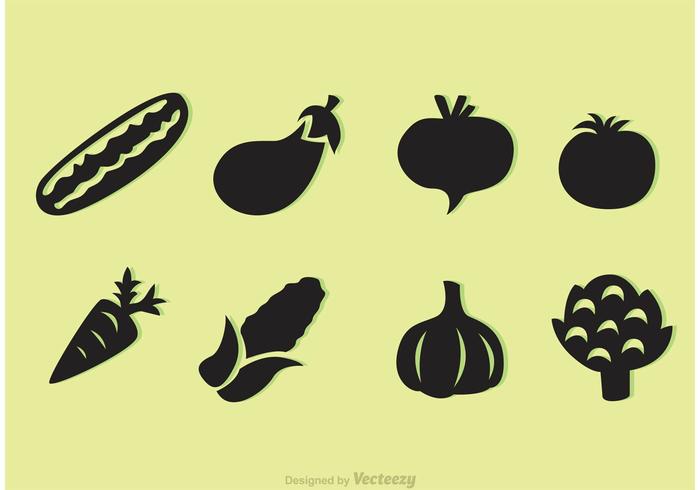 Schwarze Gemüse Vektor Icons