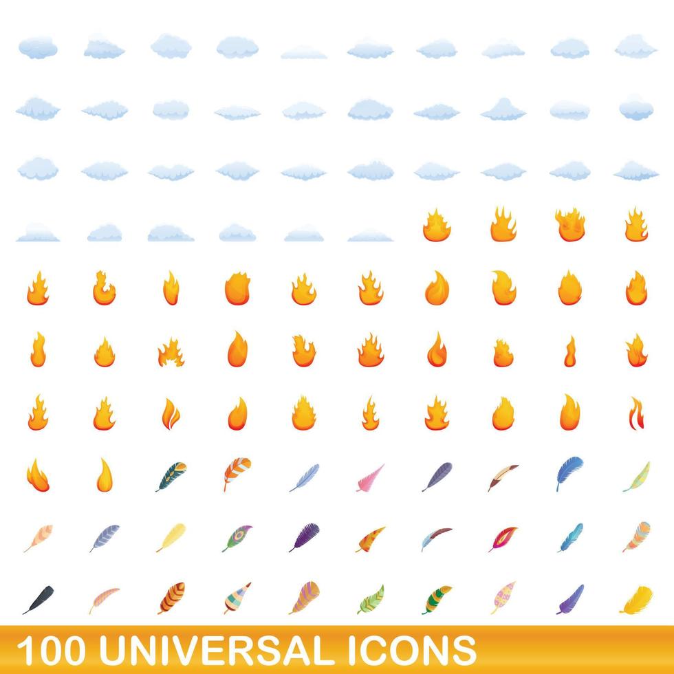 100 universelle Symbole im Cartoon-Stil vektor