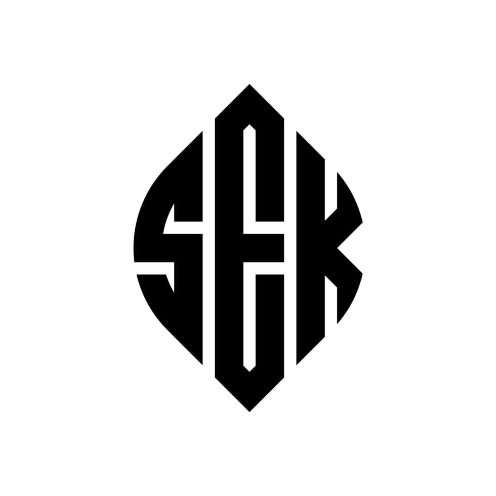 sek cirkelbokstavslogodesign med cirkel och ellipsform. sek ellipsbokstäver med typografisk stil. de tre initialerna bildar en cirkellogotyp. sek cirkel emblem abstrakt monogram bokstav märke vektor. vektor