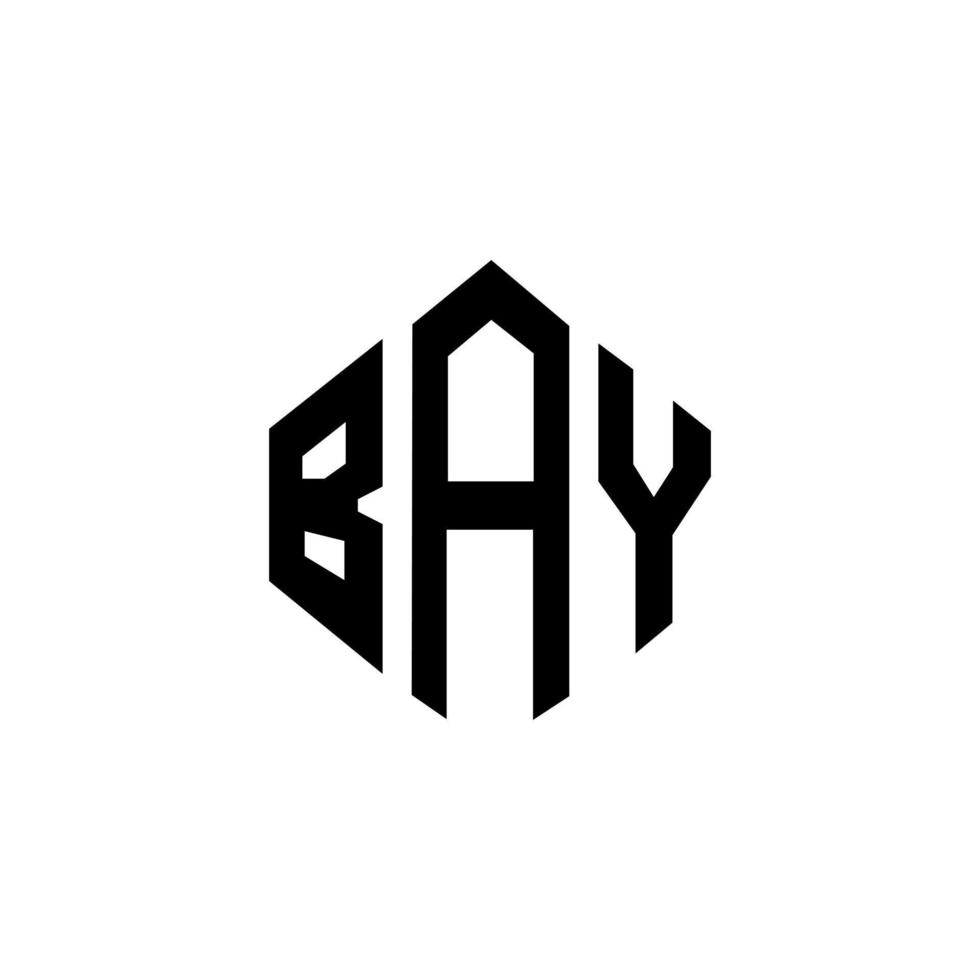 Bucht-Buchstaben-Logo-Design mit Polygonform. Logo-Design in Bay-Polygon- und Würfelform. Bay Sechseck-Vektor-Logo-Vorlage in weißen und schwarzen Farben. Bay-Monogramm, Geschäfts- und Immobilienlogo. vektor
