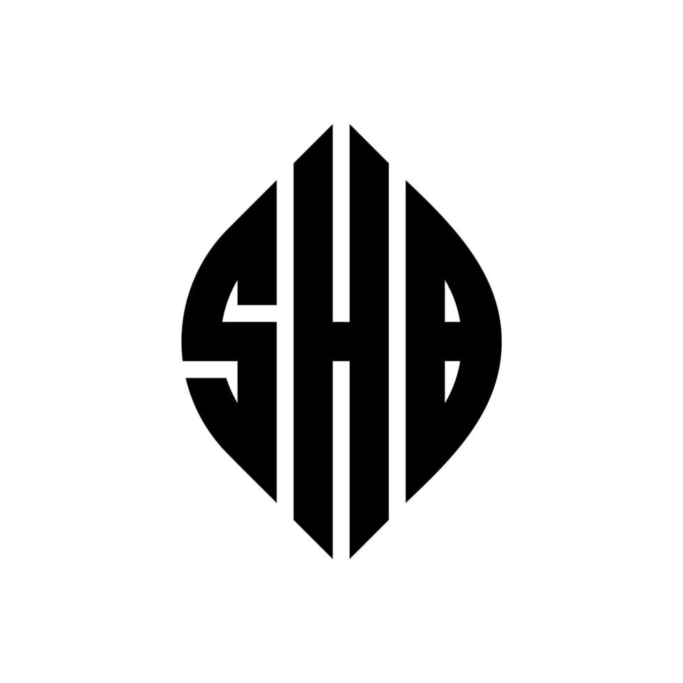 shb cirkelbokstavslogotypdesign med cirkel och ellipsform. shb ellipsbokstäver med typografisk stil. de tre initialerna bildar en cirkellogotyp. shb cirkel emblem abstrakt monogram brev märke vektor. vektor