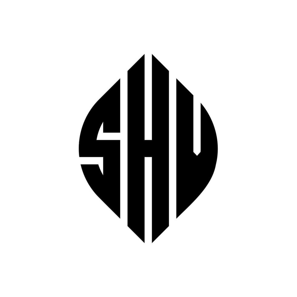 shv-Kreisbuchstaben-Logo-Design mit Kreis- und Ellipsenform. shv Ellipsenbuchstaben mit typografischem Stil. Die drei Initialen bilden ein Kreislogo. shv Kreisemblem abstrakter Monogramm-Buchstabenmarkierungsvektor. vektor