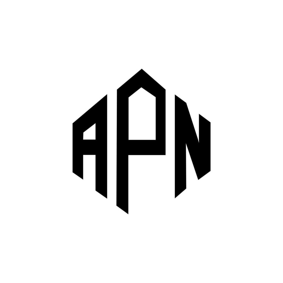 apn brev logotyp design med polygon form. apn polygon och kub form logotyp design. apn hexagon vektor logotyp mall vita och svarta färger. apn monogram, affärs- och fastighetslogotyp.