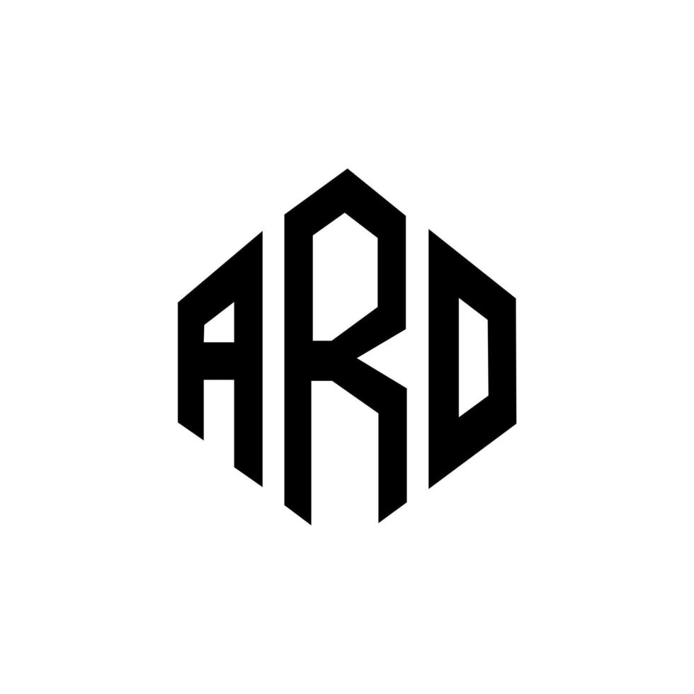 aro brev logotyp design med polygon form. aro polygon och kub form logotyp design. aro hexagon vektor logotyp mall vita och svarta färger. aro monogram, affärs- och fastighetslogotyp.