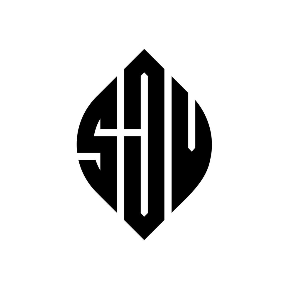 sjv-Kreisbuchstabe-Logo-Design mit Kreis- und Ellipsenform. sjv Ellipsenbuchstaben mit typografischem Stil. Die drei Initialen bilden ein Kreislogo. sjv Kreisemblem abstrakter Monogramm-Buchstabenmarkierungsvektor. vektor