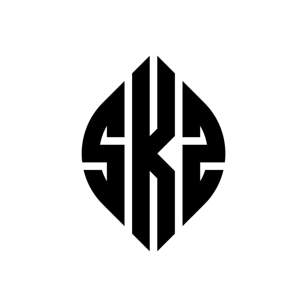 skz-Kreisbuchstaben-Logo-Design mit Kreis- und Ellipsenform. skz Ellipsenbuchstaben mit typografischem Stil. Die drei Initialen bilden ein Kreislogo. skz-Kreis-Emblem abstrakter Monogramm-Buchstaben-Markierungsvektor. vektor