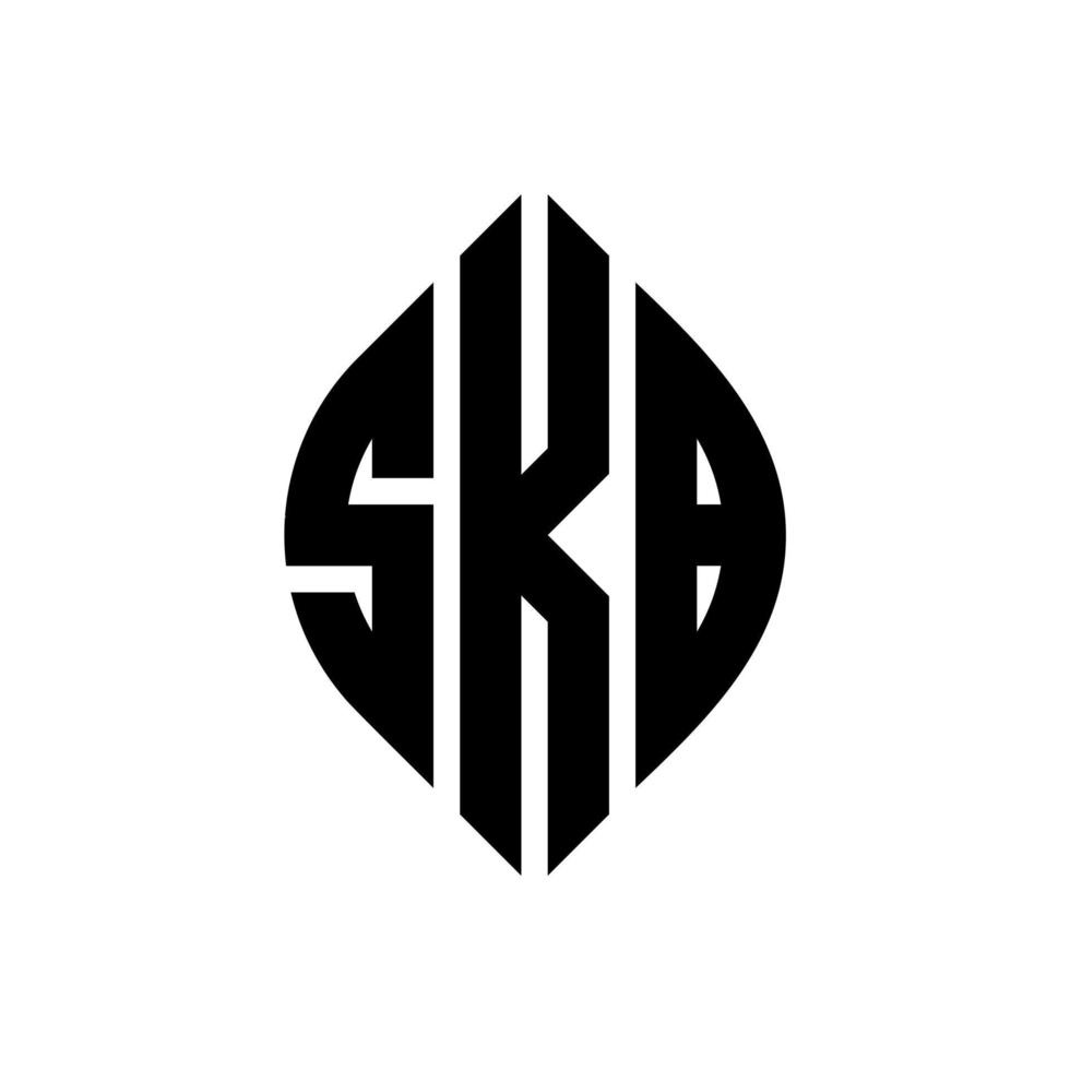 skb-Kreisbuchstaben-Logo-Design mit Kreis- und Ellipsenform. skb Ellipsenbuchstaben mit typografischem Stil. Die drei Initialen bilden ein Kreislogo. skb-Kreis-Emblem abstrakter Monogramm-Buchstaben-Markierungsvektor. vektor
