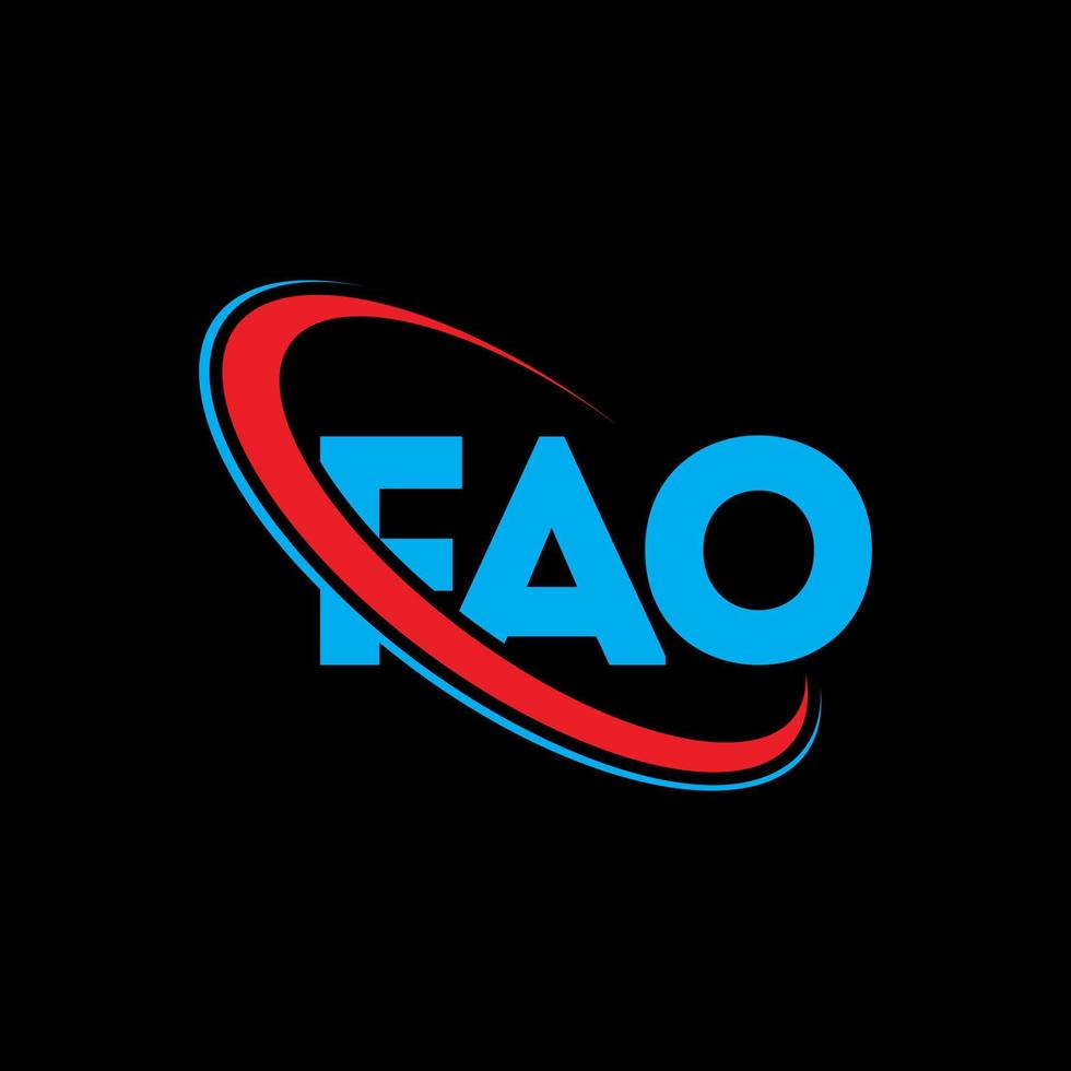 fao-Logo. fao brief. fao-Buchstaben-Logo-Design. Initialen fao-Logo verbunden mit Kreis und Monogramm-Logo in Großbuchstaben. fao typografie für technologie-, geschäfts- und immobilienmarke. vektor