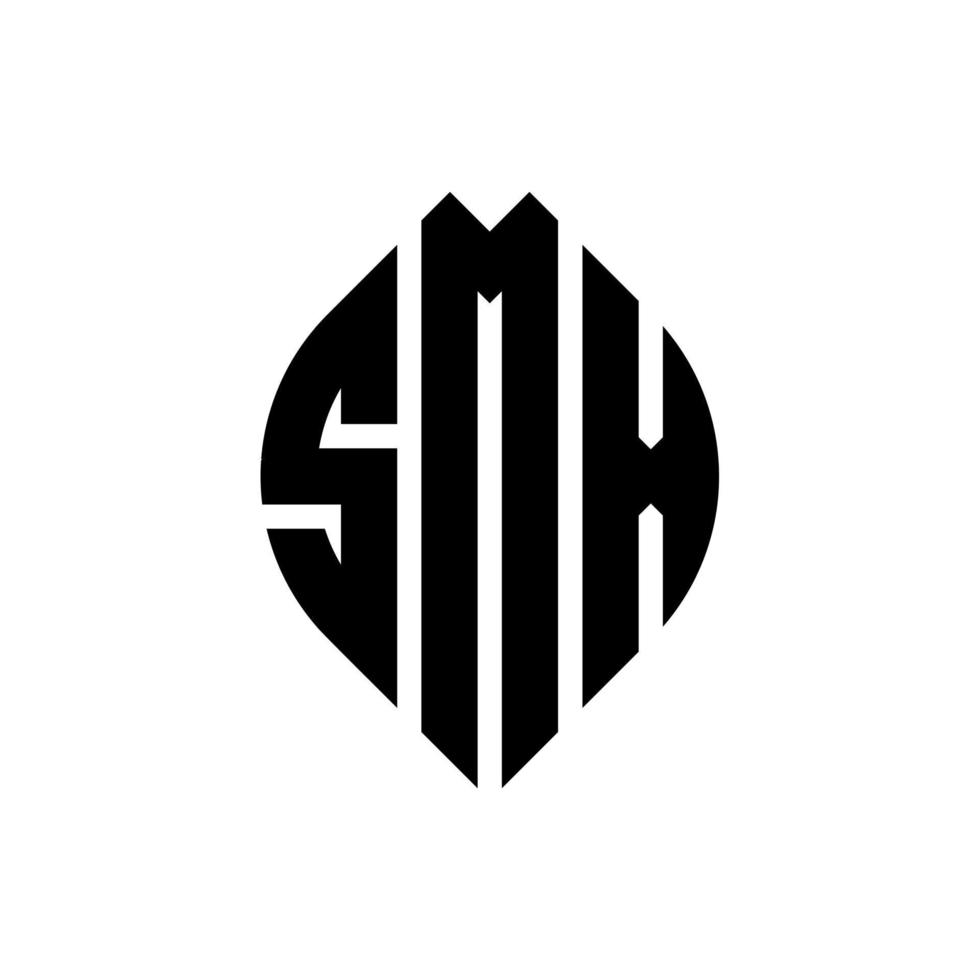 smx-Kreisbuchstaben-Logo-Design mit Kreis- und Ellipsenform. SMX-Ellipsenbuchstaben mit typografischem Stil. Die drei Initialen bilden ein Kreislogo. smx-Kreis-Emblem abstrakter Monogramm-Buchstaben-Markierungsvektor. vektor