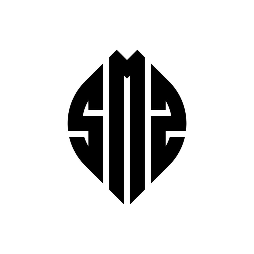 smz-Kreisbuchstaben-Logo-Design mit Kreis- und Ellipsenform. smz Ellipsenbuchstaben mit typografischem Stil. Die drei Initialen bilden ein Kreislogo. smz-Kreis-Emblem abstrakter Monogramm-Buchstaben-Markierungsvektor. vektor