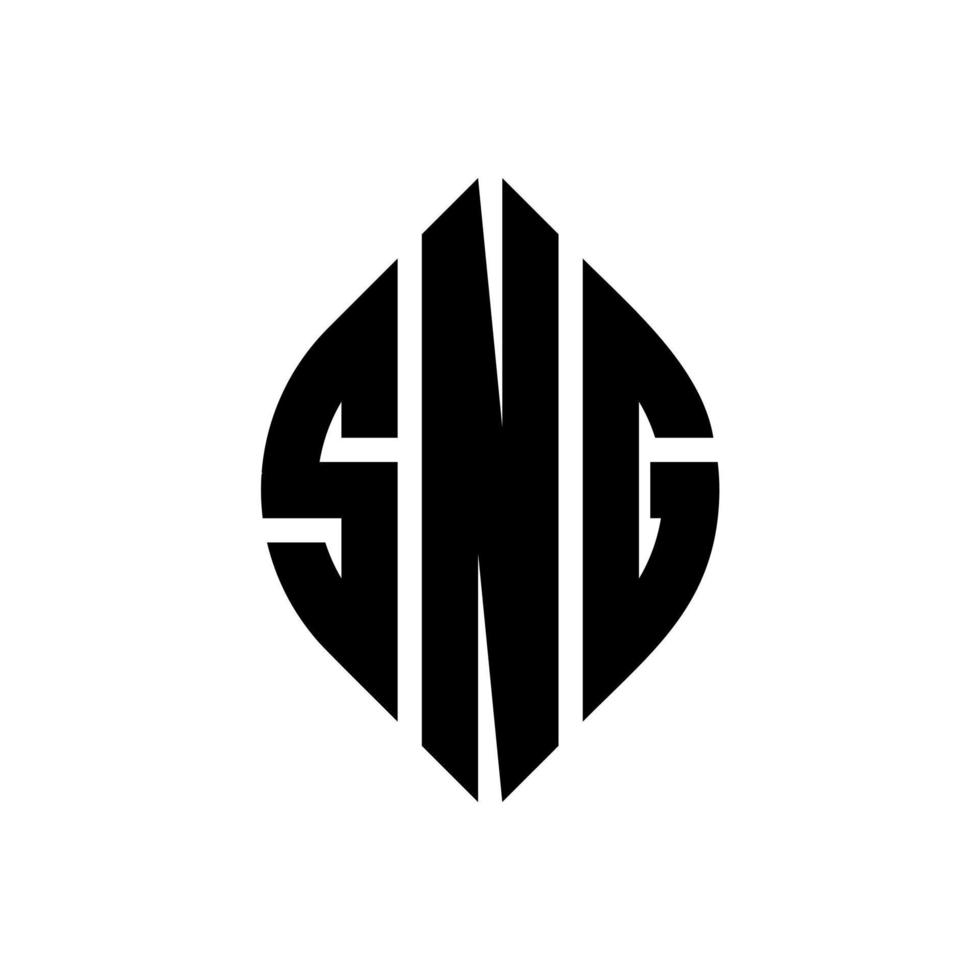 Sng-Kreis-Buchstaben-Logo-Design mit Kreis- und Ellipsenform. Sng-Ellipsenbuchstaben mit typografischem Stil. Die drei Initialen bilden ein Kreislogo. Sng-Kreis-Emblem abstrakter Monogramm-Buchstaben-Markierungsvektor. vektor