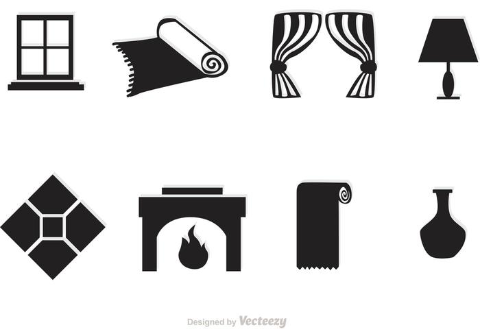 Svarta heminredning Vector ikoner