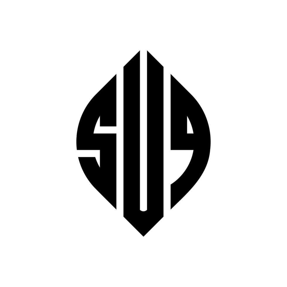 suq-Kreis-Buchstaben-Logo-Design mit Kreis- und Ellipsenform. suq ellipsenbuchstaben mit typografischem stil. Die drei Initialen bilden ein Kreislogo. Suq-Kreis-Emblem abstrakter Monogramm-Buchstaben-Markenvektor. vektor