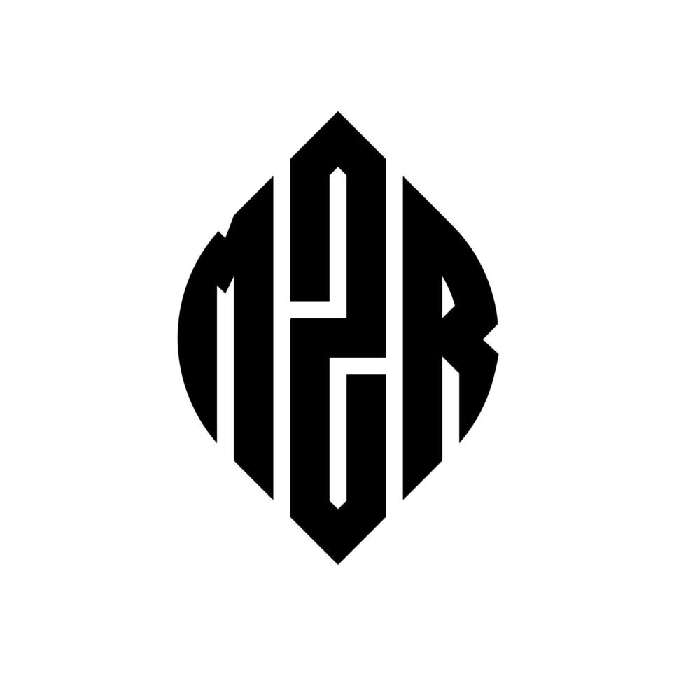 mzr-Kreisbuchstaben-Logo-Design mit Kreis- und Ellipsenform. mzr Ellipsenbuchstaben mit typografischem Stil. Die drei Initialen bilden ein Kreislogo. Mzr-Kreis-Emblem abstrakter Monogramm-Buchstaben-Markierungsvektor. vektor