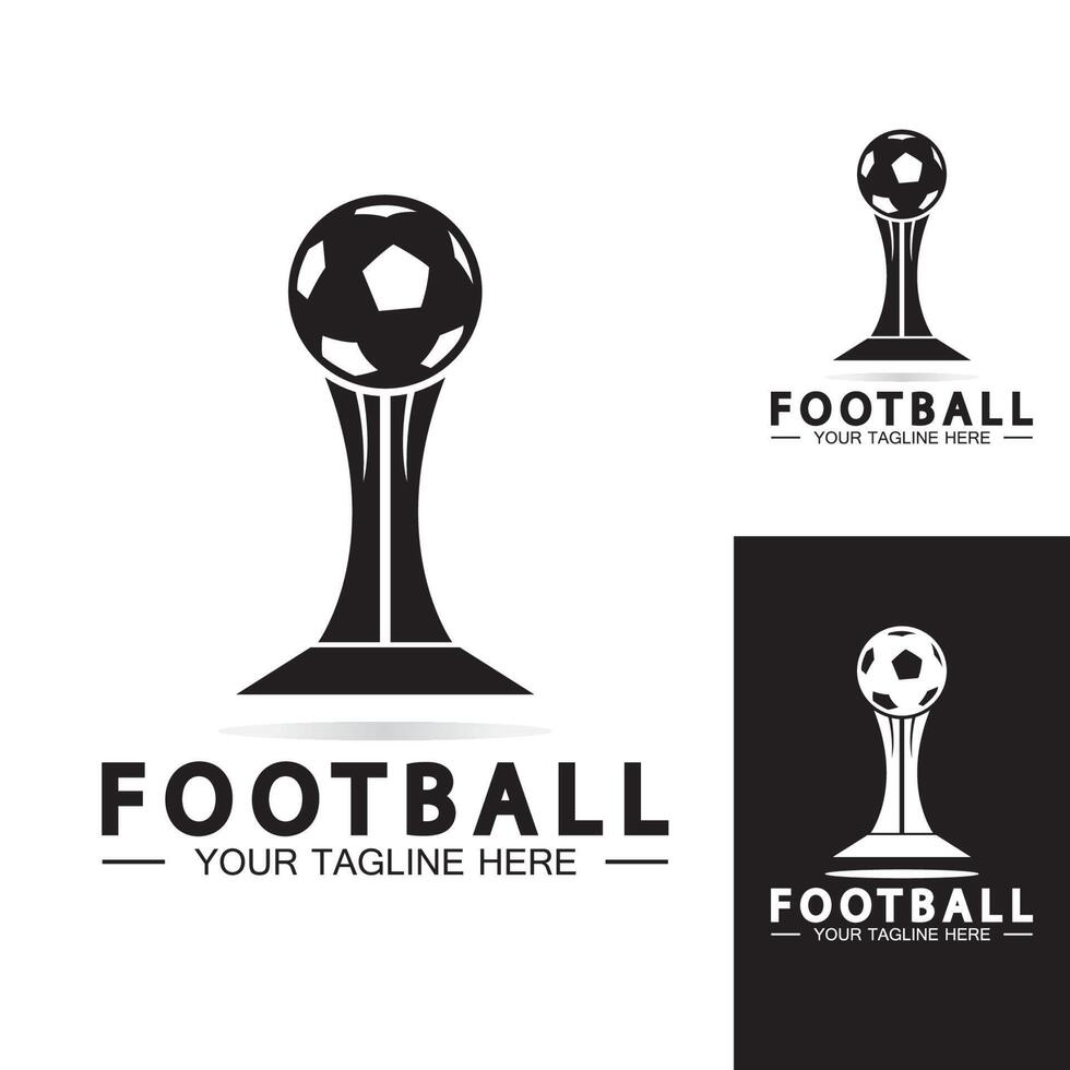 fußball- oder fußballmeisterschaftstrophäe logo design vektor symbol template.champions fußballtrophäe für siegerauszeichnung