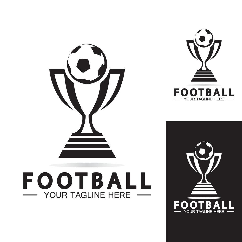 fußball- oder fußballmeisterschaftstrophäe logo design vektor symbol template.champions fußballtrophäe für siegerauszeichnung