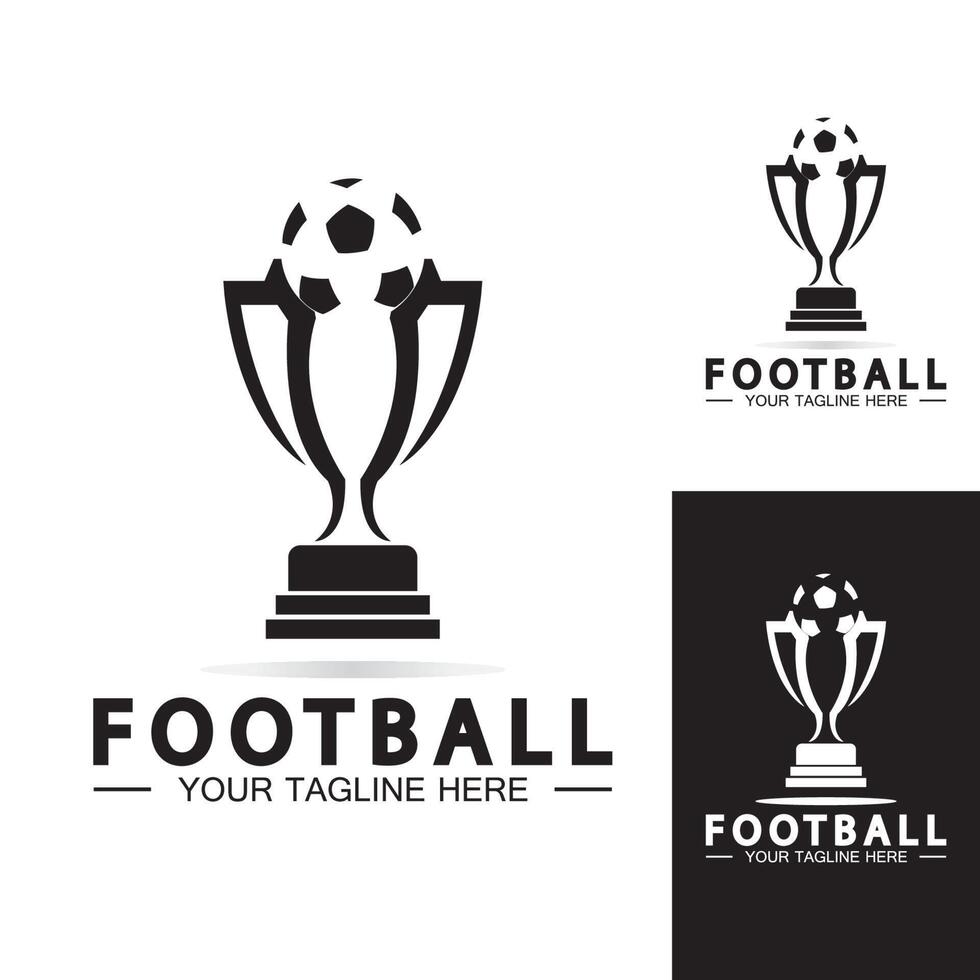 fußball- oder fußballmeisterschaftstrophäe logo design vektor symbol template.champions fußballtrophäe für siegerauszeichnung