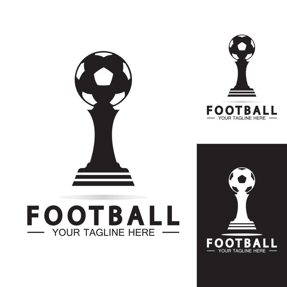 fußball- oder fußballmeisterschaftstrophäe logo design vektor symbol template.champions fußballtrophäe für siegerauszeichnung