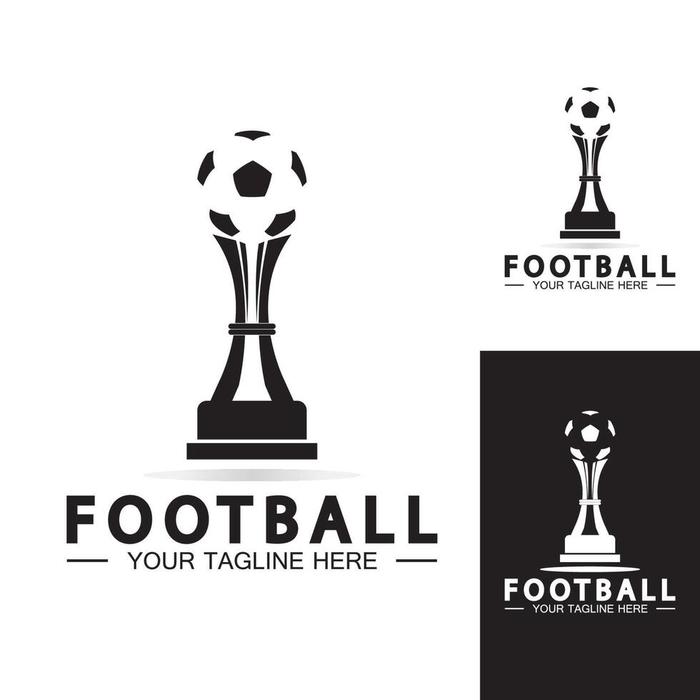 fußball- oder fußballmeisterschaftstrophäe logo design vektor symbol template.champions fußballtrophäe für siegerauszeichnung