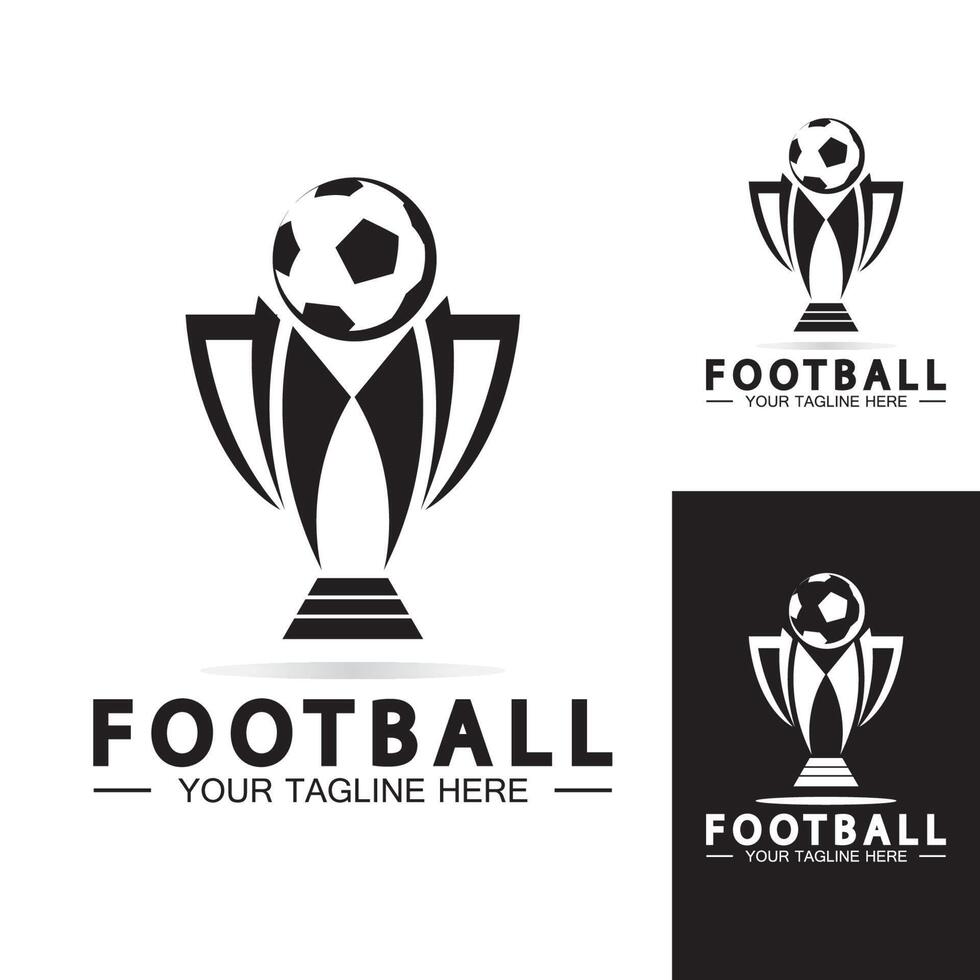 fußball- oder fußballmeisterschaftstrophäe logo design vektor symbol template.champions fußballtrophäe für siegerauszeichnung