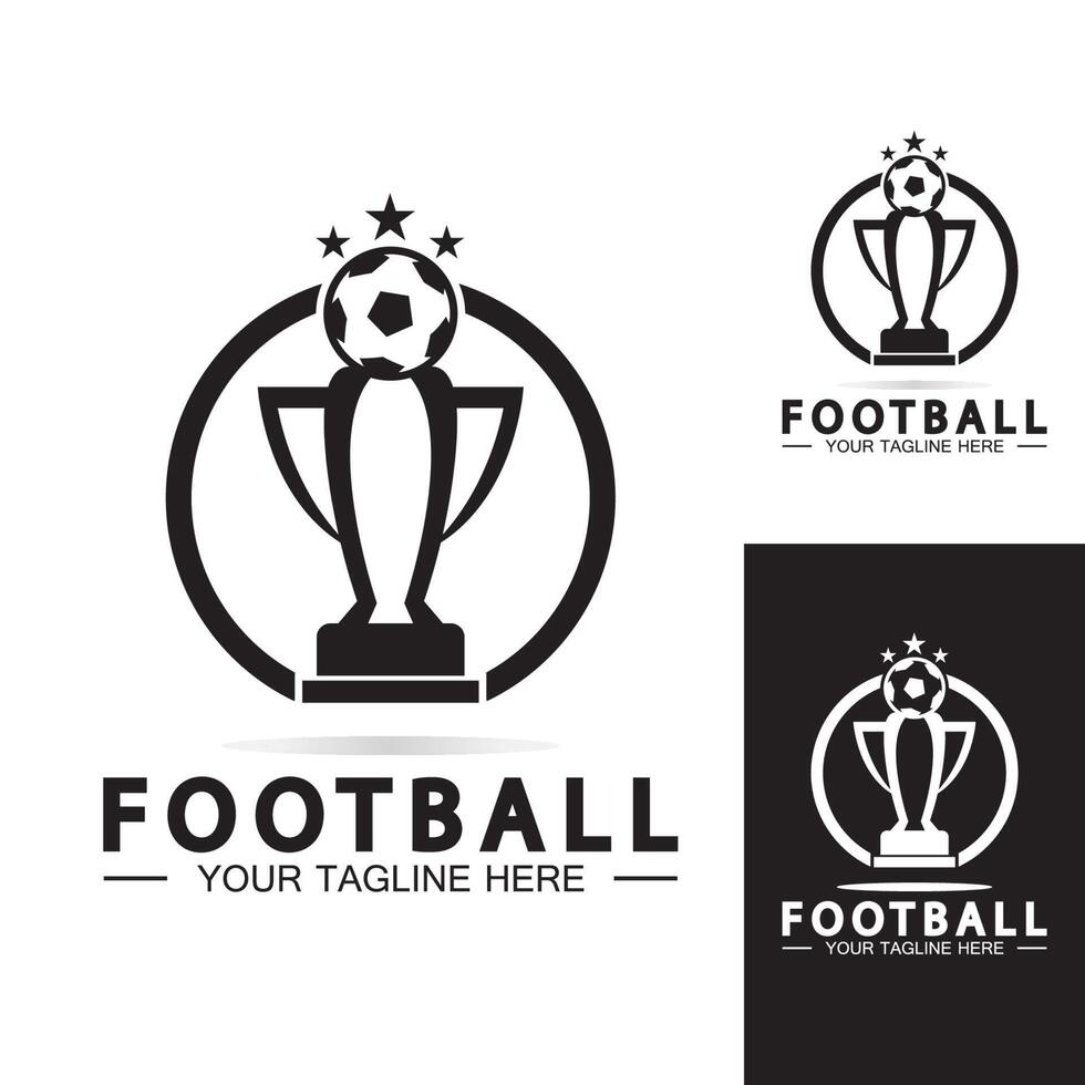 fußball- oder fußballmeisterschaftstrophäe logo design vektor symbol template.champions fußballtrophäe für siegerauszeichnung