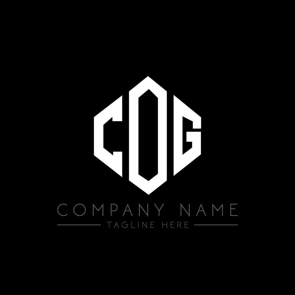 Cog Letter Logo Design mit Polygonform. Cog-Polygon- und Würfelform-Logo-Design. Cog Sechseck-Vektor-Logo-Vorlage in weißen und schwarzen Farben. Zahnradmonogramm, Geschäfts- und Immobilienlogo. vektor