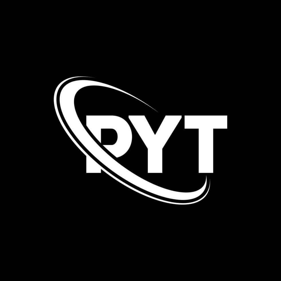 pyt logotyp. pyt brev. pyt brev logotyp design. initialer pyt logotyp länkad med cirkel och versaler monogram logotyp. pyt typografi för teknik, företag och fastighetsmärke. vektor