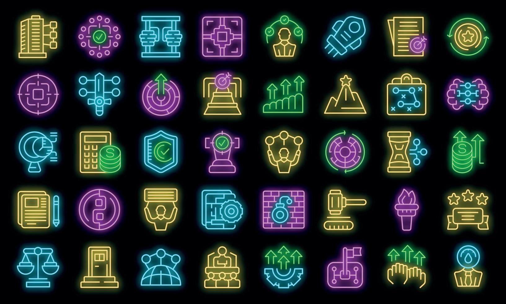 Mut-Symbole setzen Umrissvektor. Risiko-Abenteuer-Vektor-Neon vektor