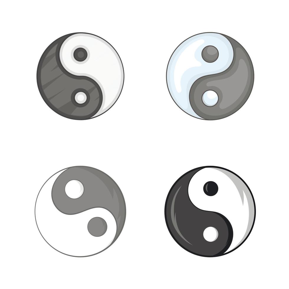 yin yang symbol Ikonuppsättning, tecknad stil vektor