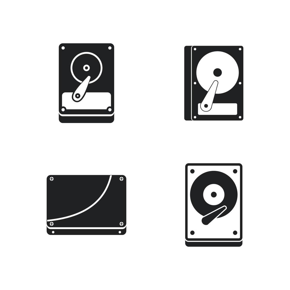 Festplatten-Icon-Set, einfacher Stil vektor