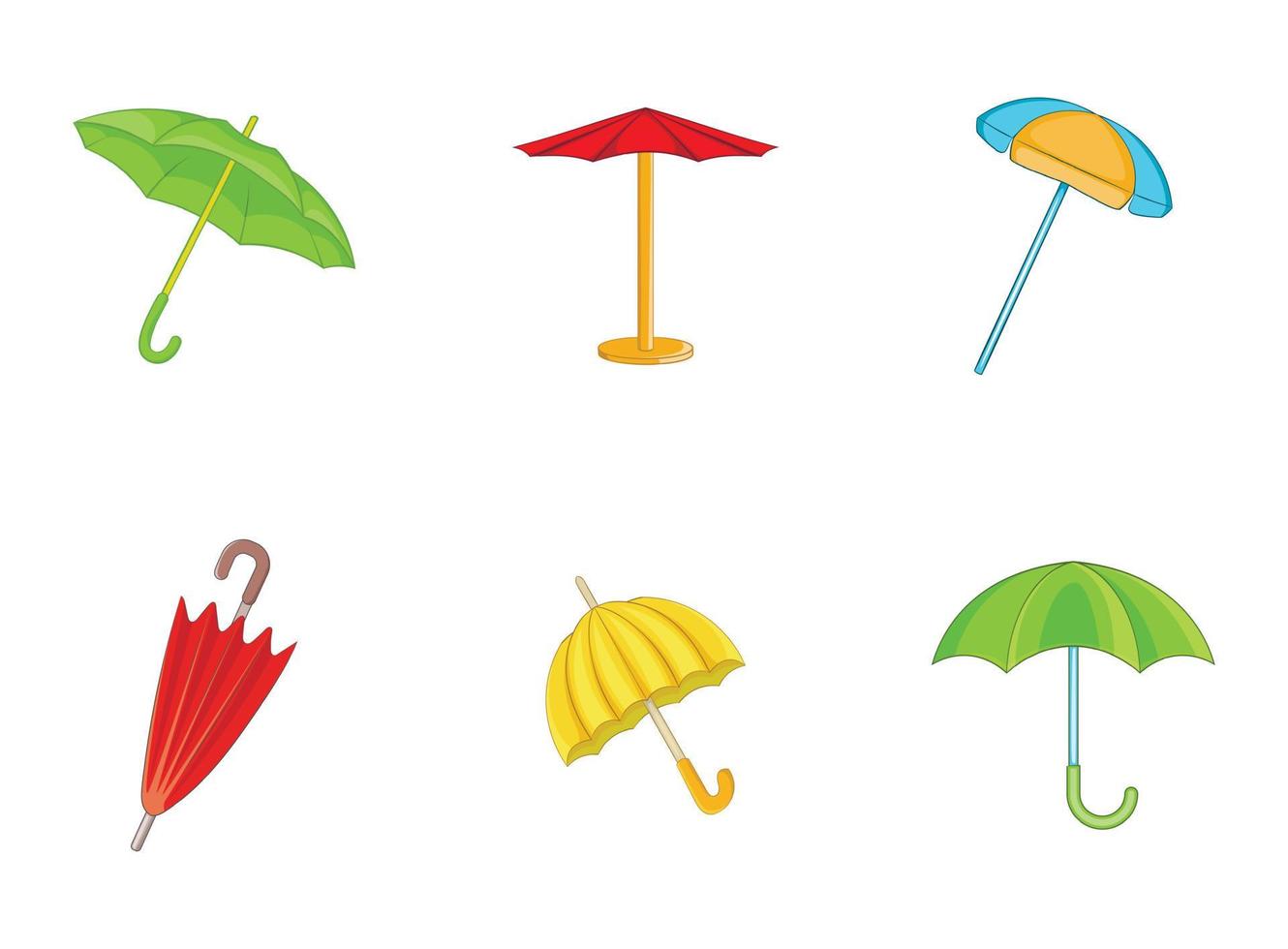 Regenschirm-Icon-Set, Cartoon-Stil vektor