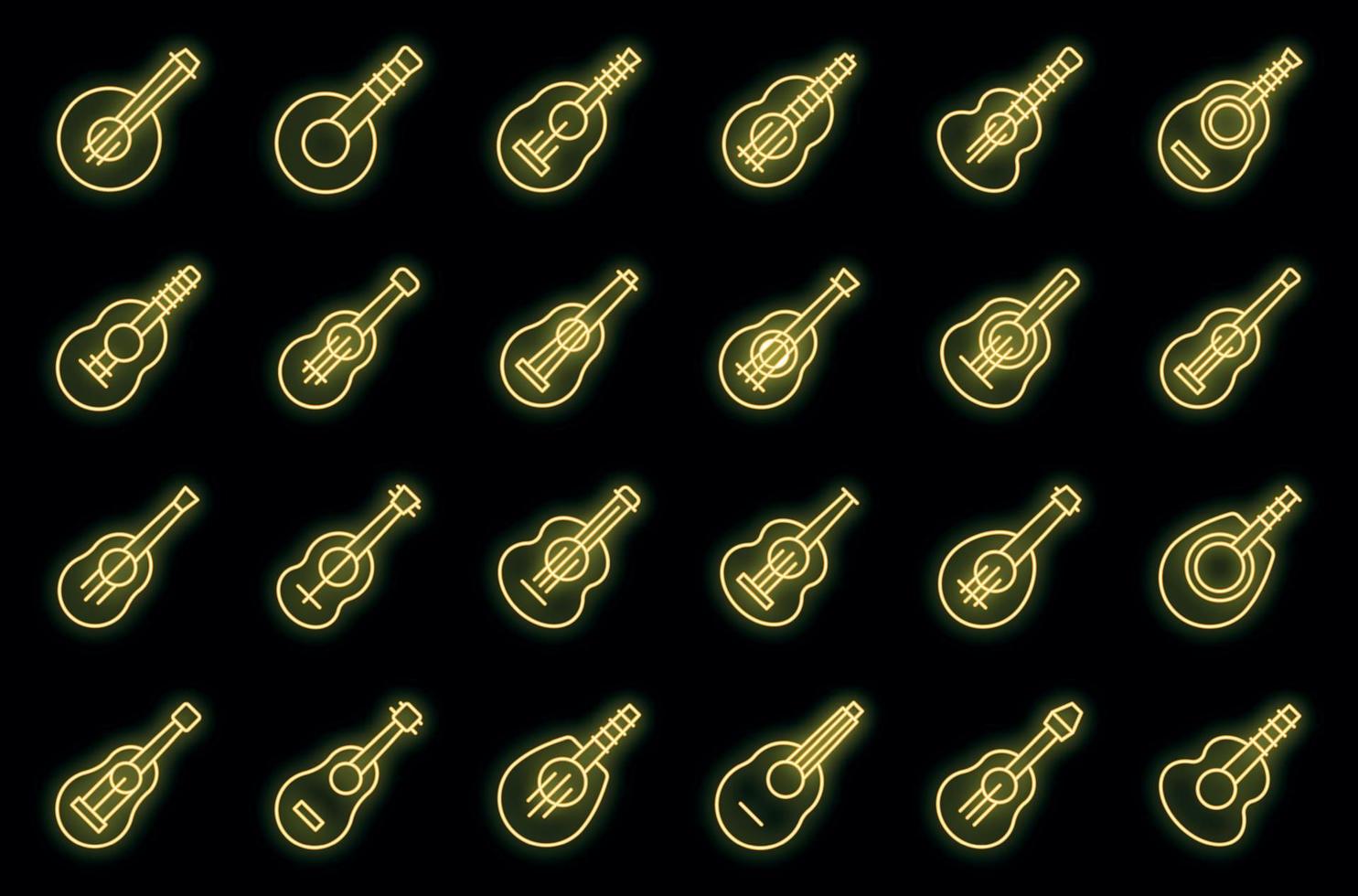 ukulele ikoner som kontur vektor. akustisk gitarr vektor neon